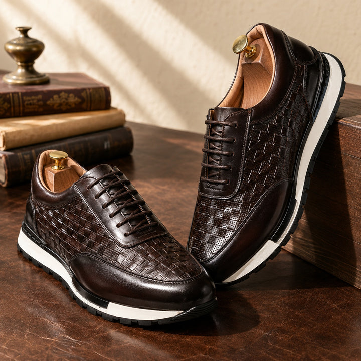 Verona Woven Leather Sneakers — ce_metastatic_01