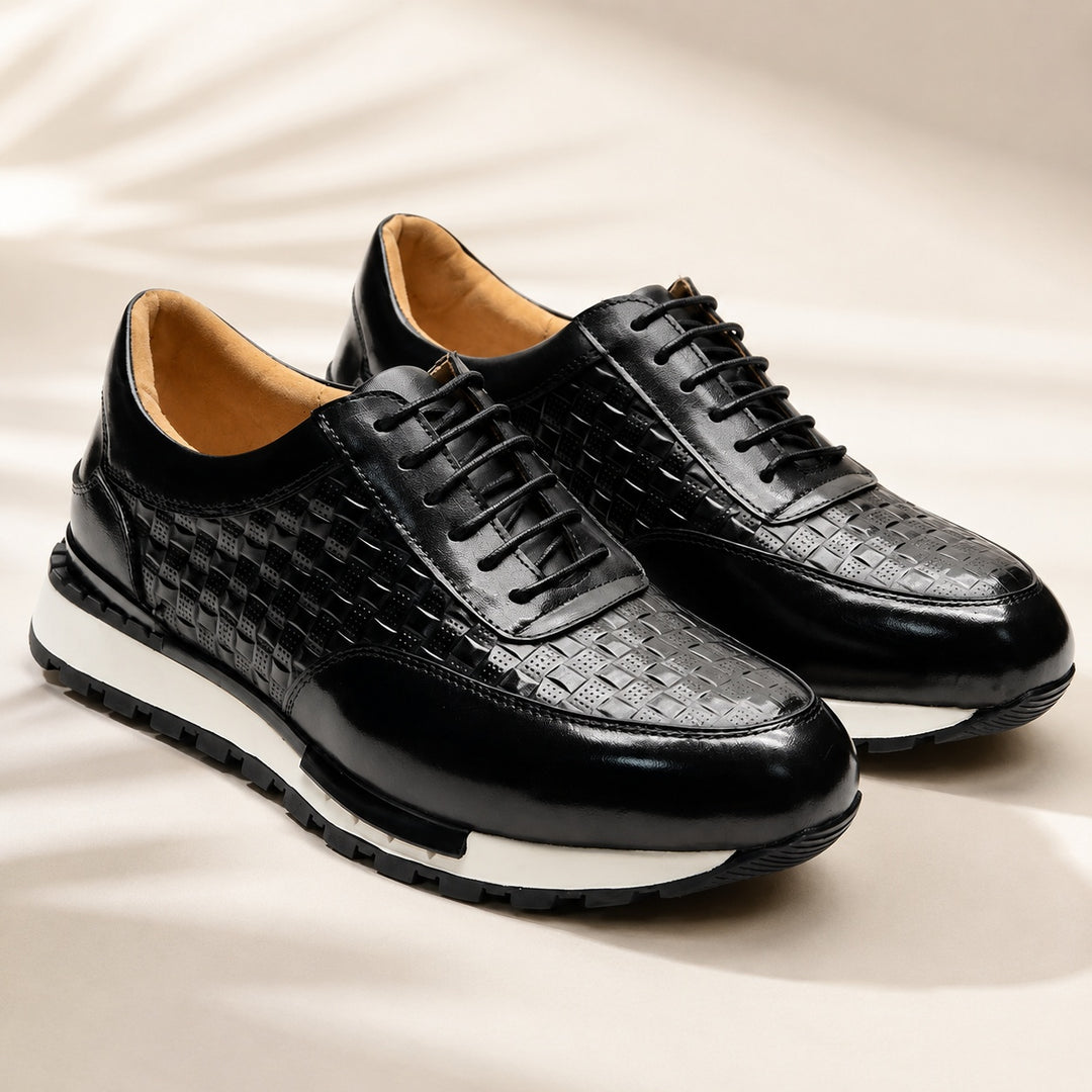 Verona Woven Leather Sneakers — ce_metastatic_01